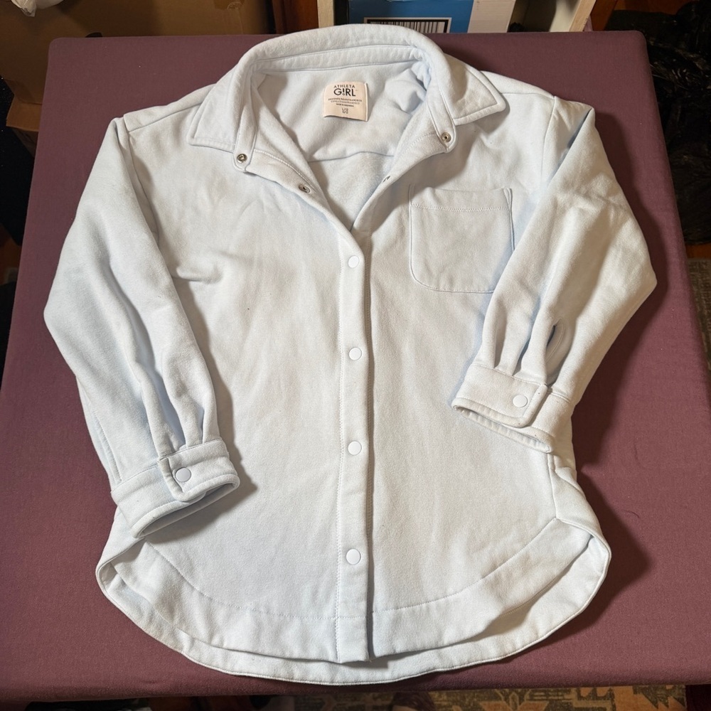 Athleta Girl RetroActive Oversized Shacket Light/Baby Blue - Girls Size